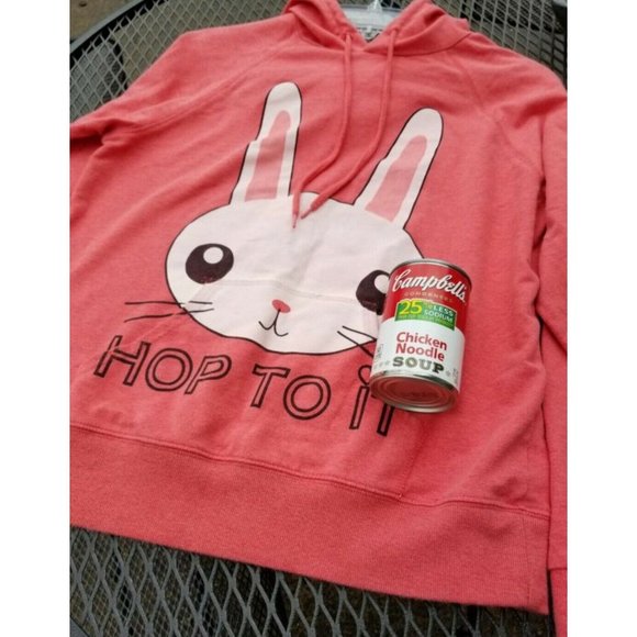 Forever 21 Bunny Hoodie Juniors Large Happy Rabbit - Picture 7 of 11